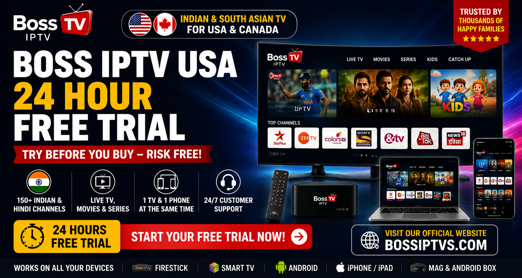 Boss IPTV 24-Hour Free Trial